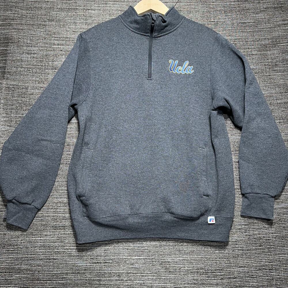 UCLA Sweater Men's Medium Gray 1/4 Zip Pullover Casual Comfort Vintage